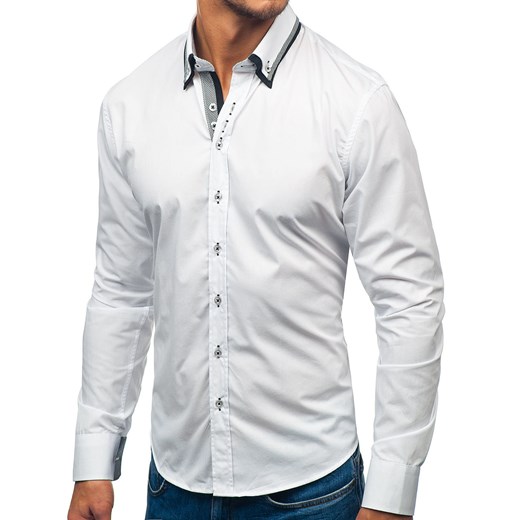 Koszula męska elegancka z długim rękawem biała Bolf 3704-1 Denley  XL 