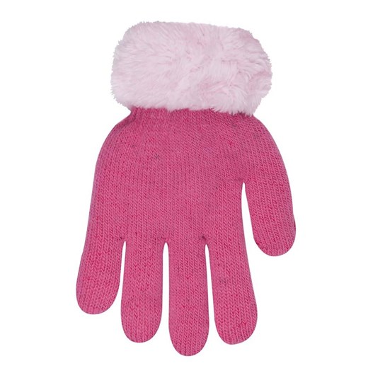 Rękawiczki ocieplane różowe z futrzanym mankietem   18 cm YoClub