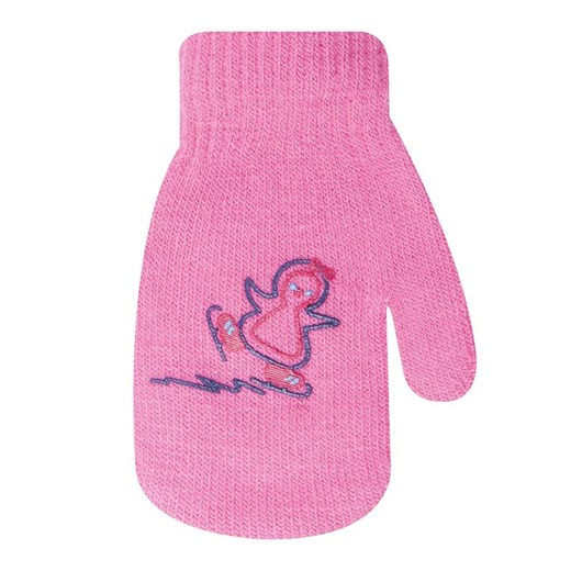 Rękawiczki różowe z pingwinem (z ABSem oraz sznurkiem)   12 cm YoClub
