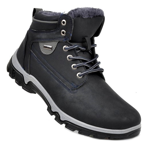 Granatowe buty trekkingowe z ociepleniem /A1-2 2637 S416/  Pantofelek24 43 pantofelek24.pl