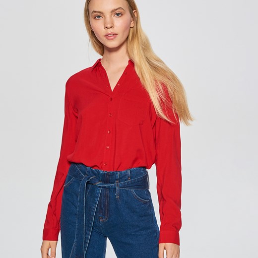 Cropp - Gładka koszula - Czerwony Cropp pomaranczowy M 