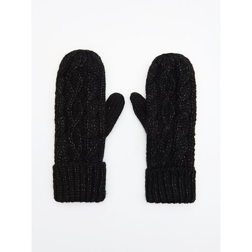 Cropp - Jednopaczaste rękawiczki z ozdobnym splotem - Czarny czarny Cropp One Size 