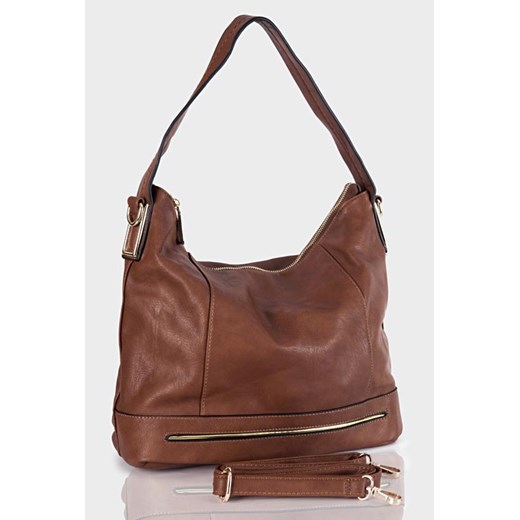Luksusowa torebka damska brąz camel NIKE ELEGANCE verostilo czerwony delikatne