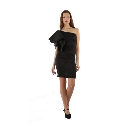 Sukienka Kelly Couronne z asymetrycznym dekoltem czarna mini z krótkim rękawem 