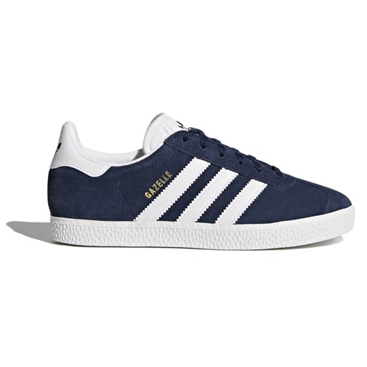 Trampki damskie Adidas gazelle na płaskiej podeszwie sznurowane niebieskie gładkie z niską cholewką skórzane 