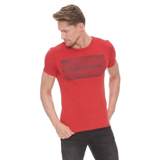 T-shirt męski czerwony Pepe Jeans z krótkimi rękawami 