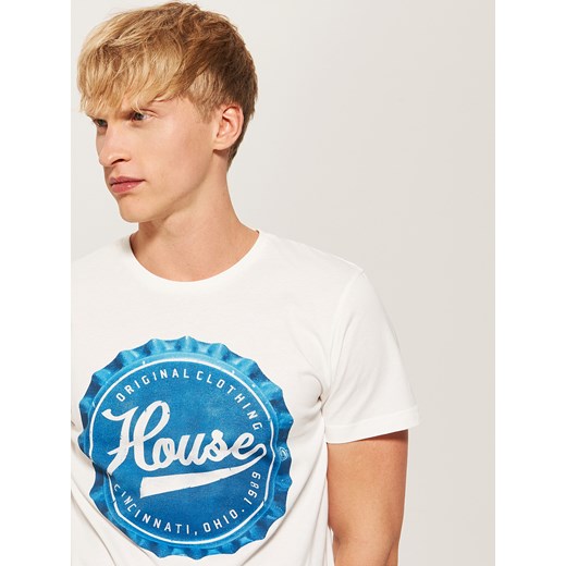 House - T-shirt z nadrukiem House - Kremowy