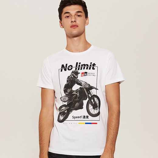 House - T-shirt z motocyklem - Biały