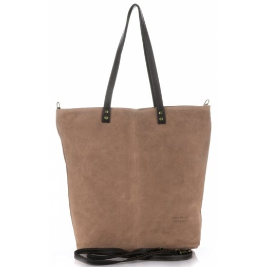 Shopper bag Vera Pelle ze skóry bez dodatków casual 