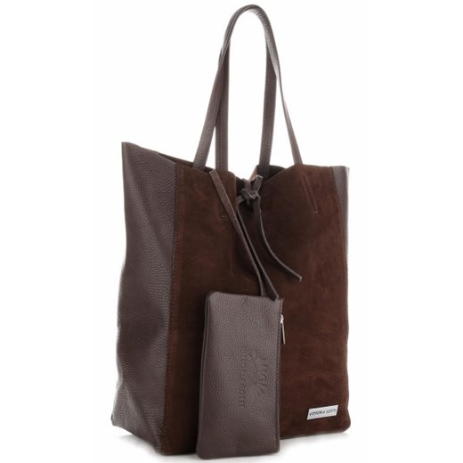 Shopper bag brązowa Vittoria Gotti bez dodatków casual 