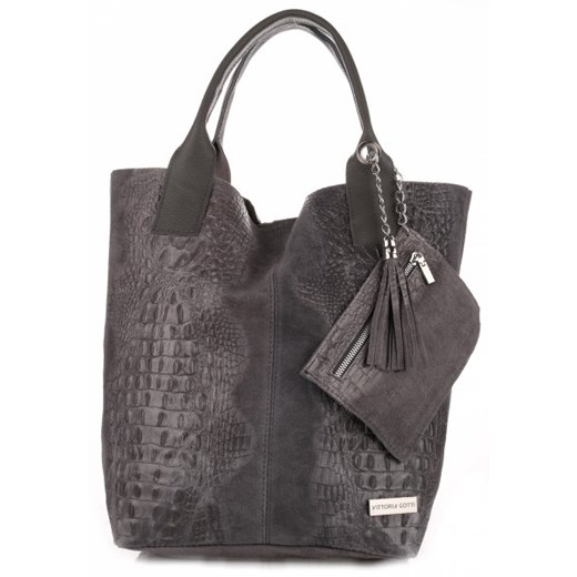 Shopper bag Genuine Leather z tłoczeniem do ręki 