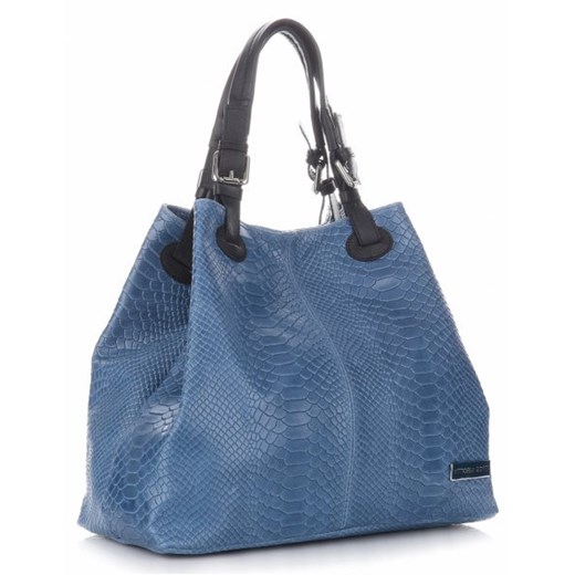 Shopper bag niebieska Vittoria Gotti na ramię bez dodatków 