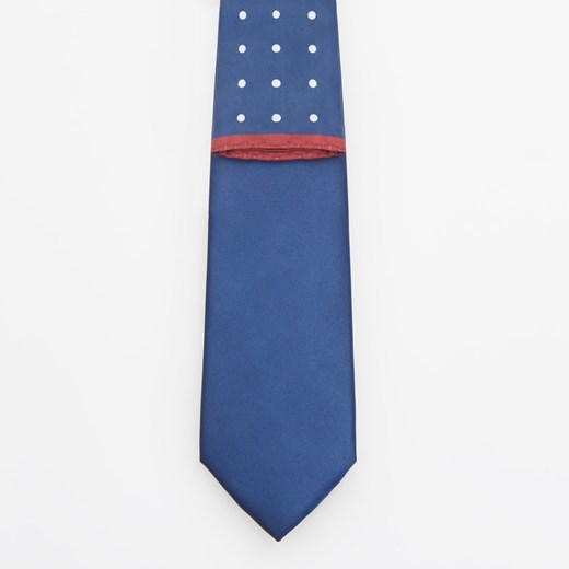 Reserved - Zestaw krawat i poszetka - Granatowy