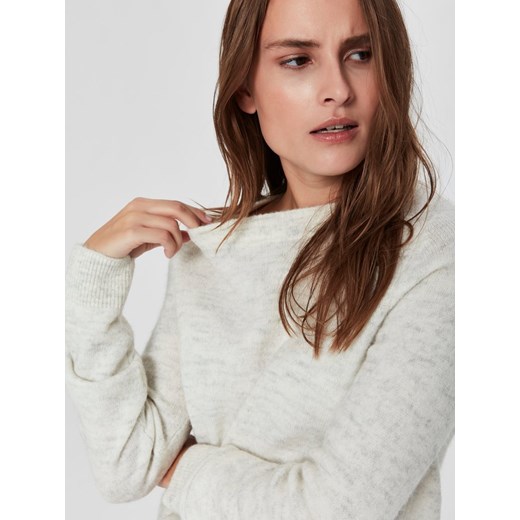 Sweter damski biały Selected Femme z okrągłym dekoltem 