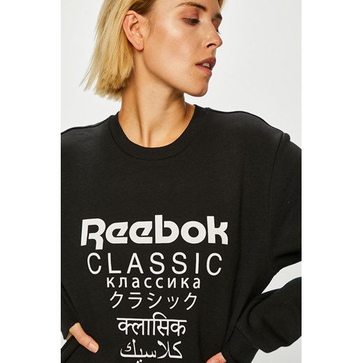 Bluza sportowa Reebok Classic z dzianiny czarna z napisami 