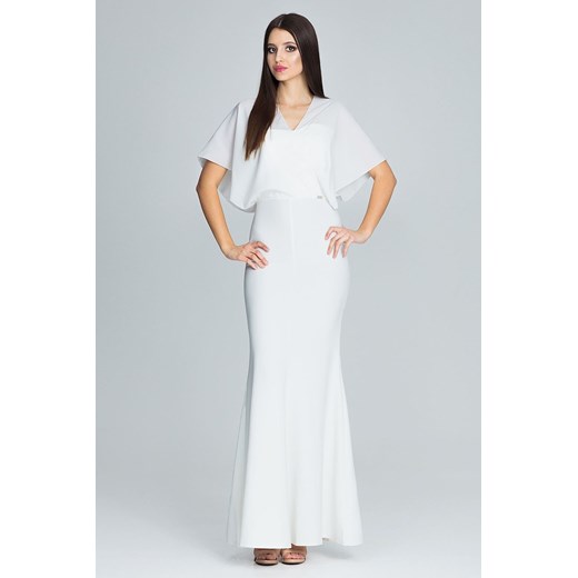 Sukienka biała maxi z długimi rękawami 