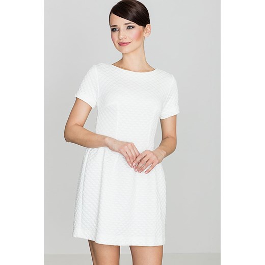 Sukienka biała z okrągłym dekoltem z krótkim rękawem mini 