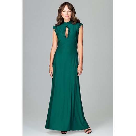 Sukienka zielona z krótkim rękawem maxi 