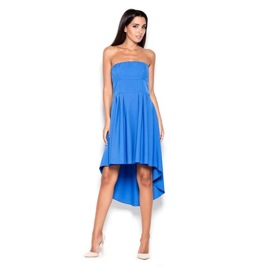 Sukienka elegancka niebieska asymetryczna gładka 