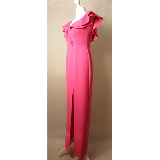Sukienka Nifiko różowa elegancka maxi na co dzień z krótkim rękawem 