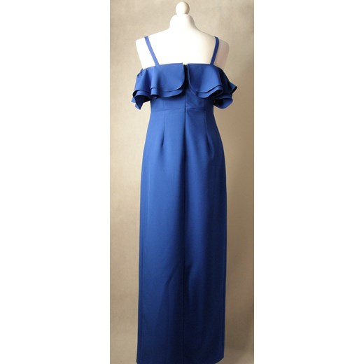 Sukienka niebieska Nifiko dzienna dopasowana z dekoltem w serek 