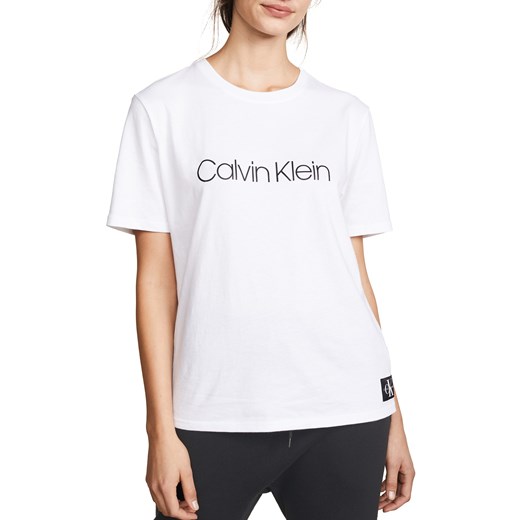 Calvin Klein biała koszulka damska z czarnym logiem S/S Crew Neck  Calvin Klein M Differenta.pl