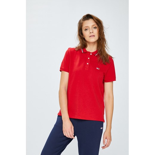 Bluzka damska czerwona Tommy Jeans casual bez wzorów 
