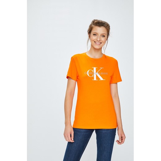 Pomarańczowy bluzka damska Calvin Klein na wiosnę 