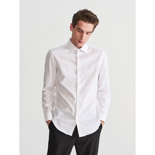 Reserved - Koszula z żakardowej tkaniny - Biały  Reserved 40 