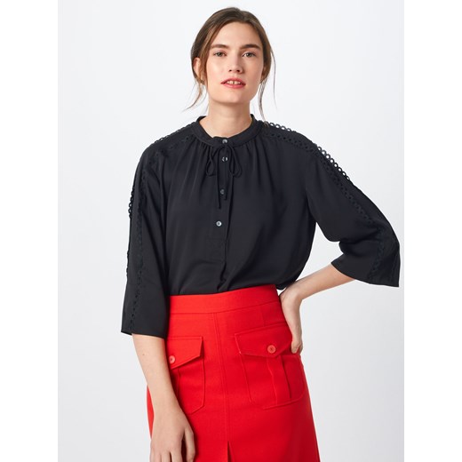 Czarna bluzka damska Calvin Klein z tkaniny bez wzorów 