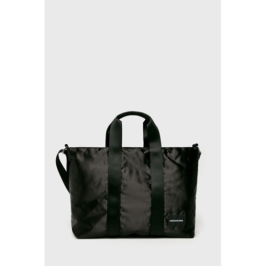 Shopper bag Calvin Klein czarna na ramię z poliestru 