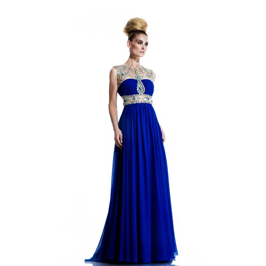 Sukienka niebieska La Poudre™ maxi prosta na bal 