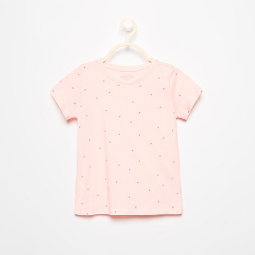 Reserved - T-shirt z delikatnym nadrukiem - Różowy
