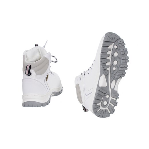 Srebrne buty trekkingowe damskie Family Shoes bez wzorów na płaskiej podeszwie sportowe 
