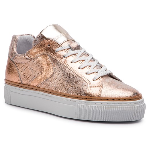Buty sportowe damskie Togoshi sneakersy złote na platformie z tworzywa sztucznego sznurowane 