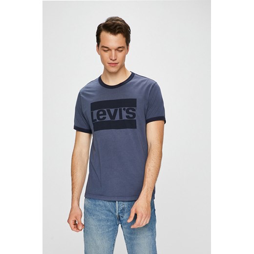 T-shirt męski Levis niebieski jesienny 