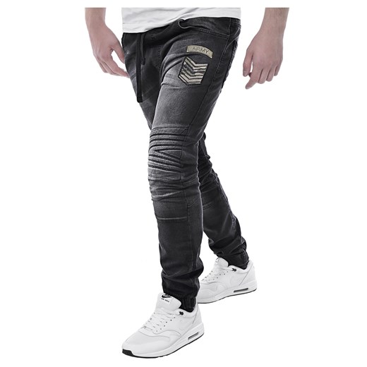 Wyprzedaż Spodnie jeansowe męskie joggery - arm1020a czarne