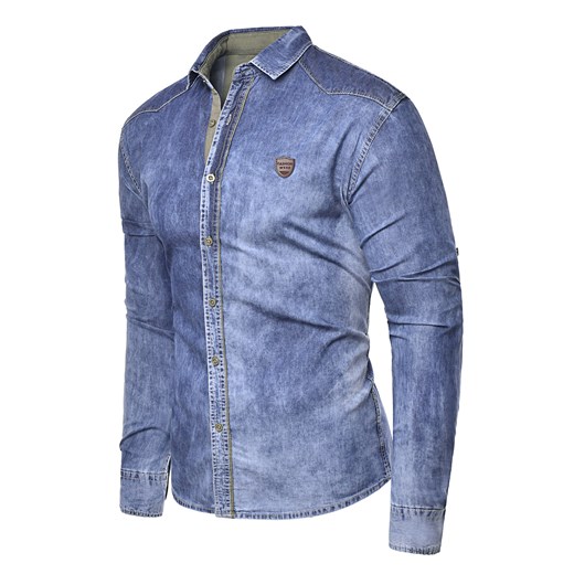 Wyprzedaż koszula męska jeansowa RL15 - niebieska