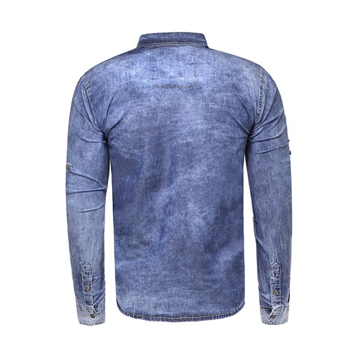 Wyprzedaż koszula męska jeansowa RL15 - niebieska