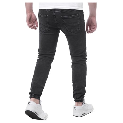 Spodnie jeansowe męskie joggery - a42 - czarne