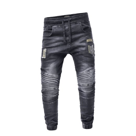 Spodnie jeansowe męskie joggery - arm1020 czarne