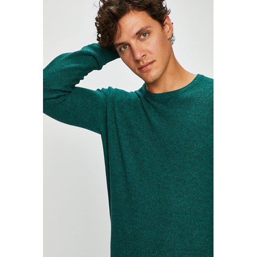 Medicine sweter męski gładki zielony z dzianiny 
