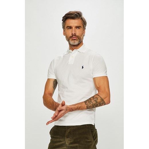 T-shirt męski Polo Ralph Lauren bez wzorów biały z krótkim rękawem 