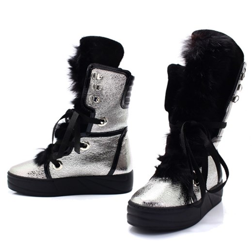 Śniegowce damskie Ulmani Shoes casualowe skórzane płaskie bez wzorów 