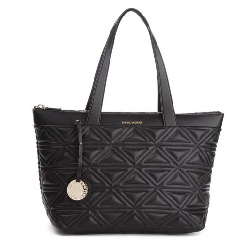 Shopper bag Emporio Armani czarna ze zdobieniami bez dodatków na ramię 