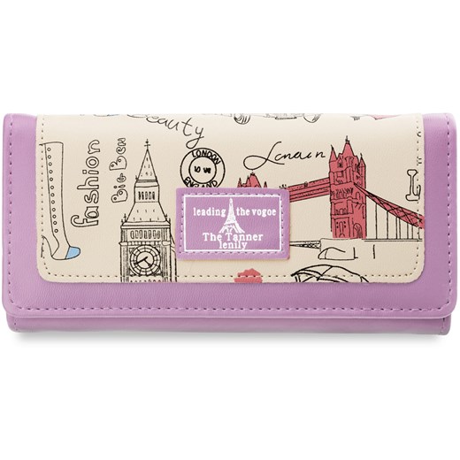 Modny portfel damski wzór miejski londyn - fioletowy