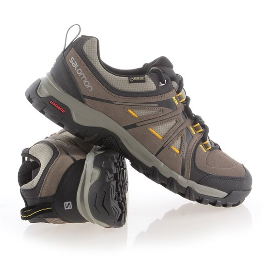Salomon buty trekkingowe męskie sportowe sznurowane brązowe gore-tex wiosenne 