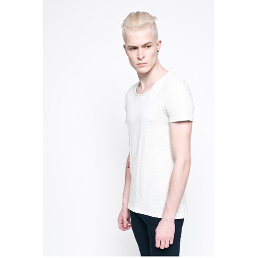T-shirt męski biały Review z krótkimi rękawami 