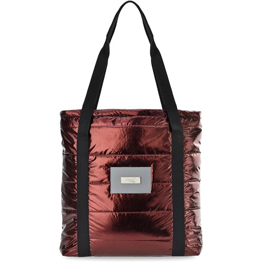 Pikowana torebka damska shopper bag na ramię metaliczne wykończenie - czerwony    world-style.pl
