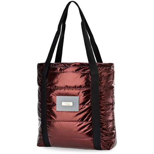 Pikowana torebka damska shopper bag na ramię metaliczne wykończenie - czerwony    world-style.pl